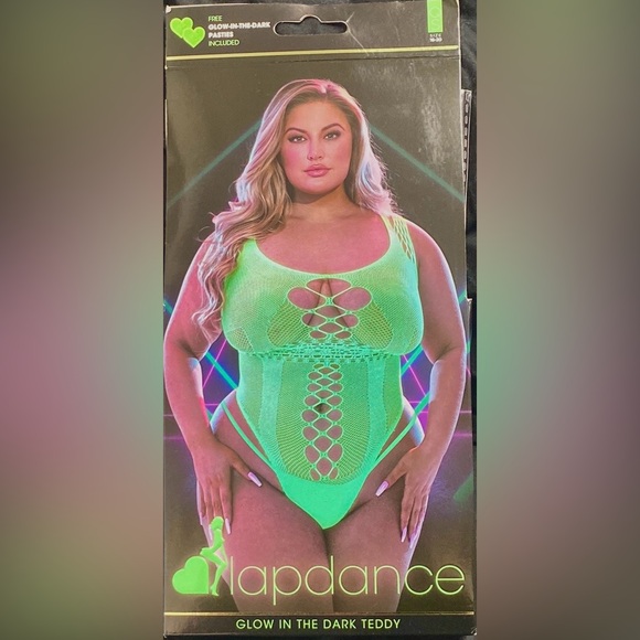 Lapdance glow in the dark cutout bodysuit with pasties, queen size - Picture 6 of 14